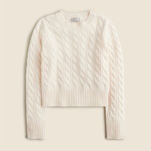 J. CREW Cream Cashmere shrunken cable-knit crewneck sweater
